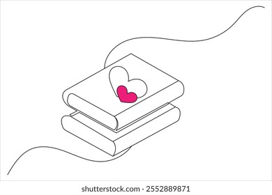 Dibujo de una sola línea de libro abierto de icono de Vector plano de contorno aislado