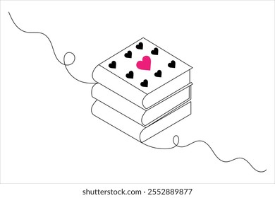 Open book single line drawing of isolated outline flat vector icon