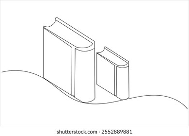 Open book single line drawing of isolated outline flat vector icon