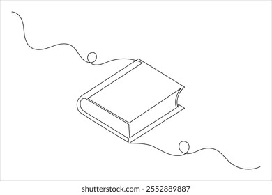 Dibujo de una sola línea de libro abierto de icono de Vector plano de contorno aislado