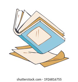 Libro abierto. Cuadros de esbozo, páginas de papel vacías. Icono de bloc de notas de doodle aislado, ilustración vectorial del diario dibujado a mano