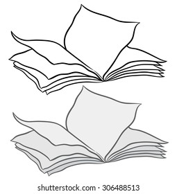 Open book sketch icon illustration