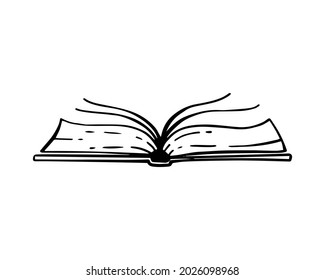  Open book is a sketch on a white isolated background. Hand drawn vector illustration. icon.