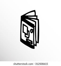 Open book. Sketch style. Isolated on white background.