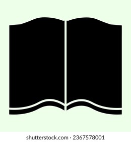 Open book solid icon. Learning education textbook glyph style pictogram on white background. Development and progress signs for mobile concept and web design. Vector graphics