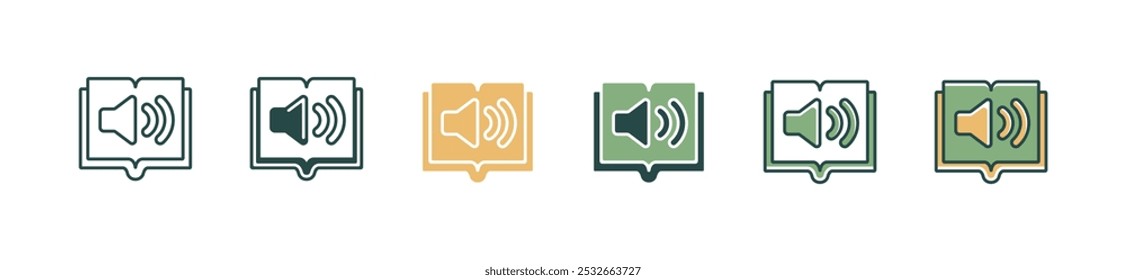 open book with speaker icon set education online course  listening book signs vector illustration for web and app