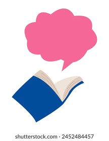 Open book with speech bubble. Colorful vector illustration
