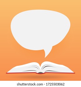 Offenes Buch mit Sprechblase