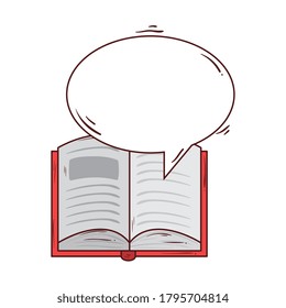 open book with speech bubble on white background vector illustration design