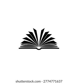 Open book spreading pages knowledge and education symbol.