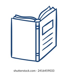 open book standing. Hand drawn vector illustration.