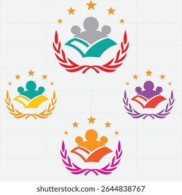 Open a book with stars icon reading knowledge education learning study logo for business identity. easy editable vector design.