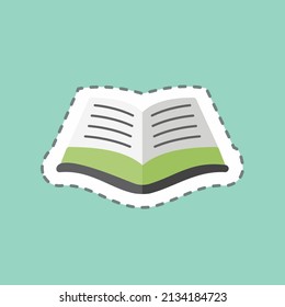 Open Book Sticker in trendy line cut isolated on blue background