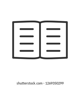 Open book with strings. linear icon. Line with editable stroke