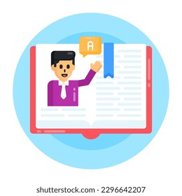 An open book for study, flat icon