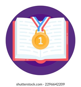 An open book for study, flat icon