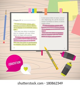 Open book, studying 