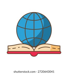 Un libro abierto que apoya a un mundo que simboliza la educación y el conocimiento global