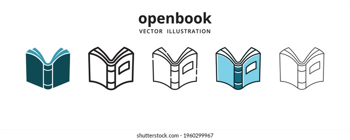 open book symbol of knowledge vector logo illustration design template set