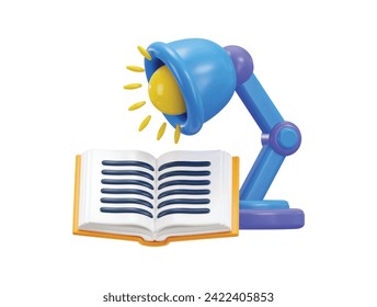 open book with table lamp icon 3d rendering vector illustration
