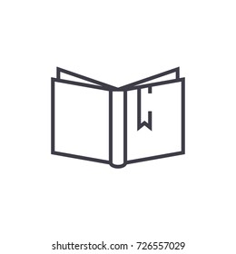 open book with tag sign vector line icon, sign, illustration on background, editable strokes