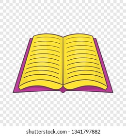 Open book with text icon in cartoon style isolated on background for any web design 