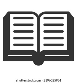 Abrir libro con texto - icono, ilustración sobre fondo blanco, estilo de glifo