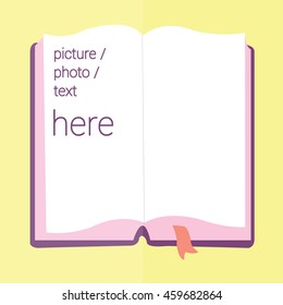 open book with text illustration isolated in a beige color background