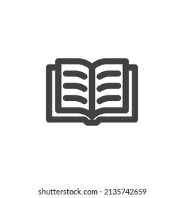 Open book with text line icon. linear style sign for mobile concept and web design. Book pages outline vector icon. Symbol, logo illustration. Vector graphics