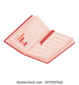Open Book. Textbook or notebook. Flat vector illustration.