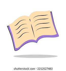 Open book, textbook, notebook isolated on white background. Symbol of knowledge, education, school or university studies. Vector illustration