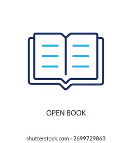 Abra os ícones de linha fina do livro. Ilustração vetorial original.