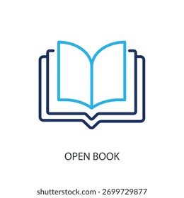 Abra os ícones de linha fina do livro. Ilustração vetorial original.