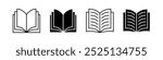 Open book thin line vector icon collection