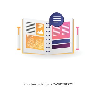 Open book top view concept illustration