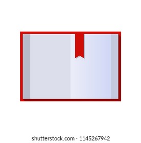 Open book top view in flat style. Simple flat icon isolated on white background. Vector illustration. Blank open book. Top view.