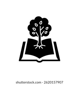 Open Book with Tree Growing from the Pages Representing Growth and Knowledge