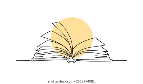 Open book turning pages abstract design represents knowledge and learning concepts