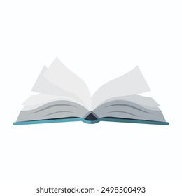 An open book. A book with turning pages. Textbook, notebook. Vector illustration isolated on a white background for design and web.