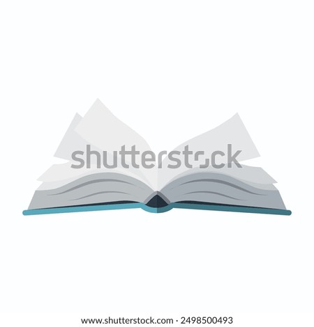 An open book. A book with turning pages. Textbook, notebook. Vector illustration isolated on a white background for design and web.