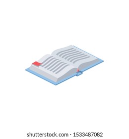 Open book. Vector 3d isometric, color web icon, new flat style. Creative illustration design, idea for infographics.