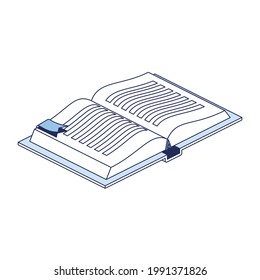 Open book. Vector 3d line isometric, color web icons, new flat style. Creative design idea and elements for infographics.