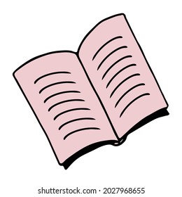Open book vector color icon. Hand-drawn cartoon book, textbook. Back to school education