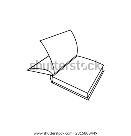 open book, vector drawing sketch, isolated on a white background. collection of educational subjects