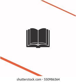 Open book vector grey icon on white background. Open book symbol stock bitmap illustration. Business picture.