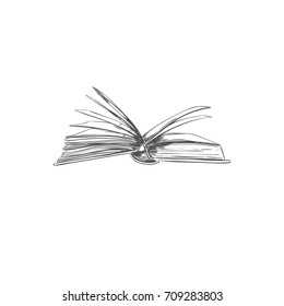 Open Book. Vector Hand drawn illustration in sketch style. Library, Books shop