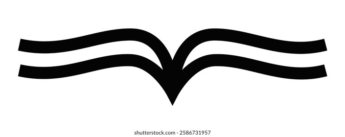 Open book vector icon with abstract curved lines. Editable stroke.
