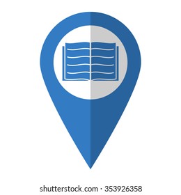 Open book - vector icon; blue map  pointer