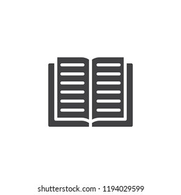 Open book vector icon. filled flat sign for mobile concept and web design. Note book pages simple solid icon. Symbol, logo illustration. Pixel perfect vector graphics