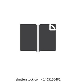 Open book vector icon. filled flat sign for mobile concept and web design. Book pages glyph icon. Education symbol, logo illustration. Vector graphics